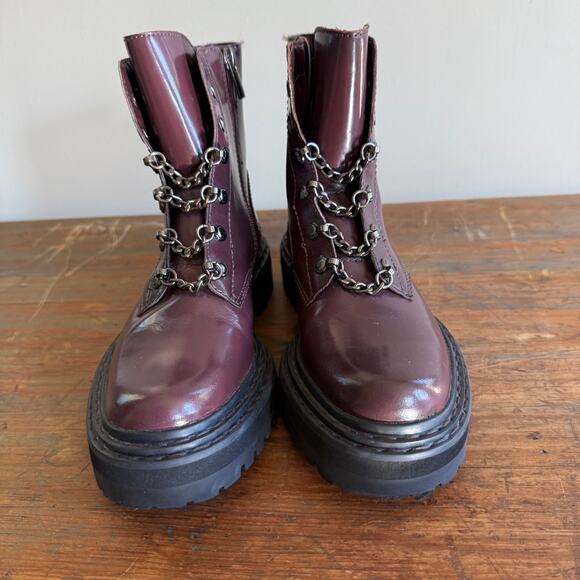 Vince Camuto Popinta Combat Boots Women’s 6.5 M (37) Burgundy Leather Punk Grung - Picture 3 of 12